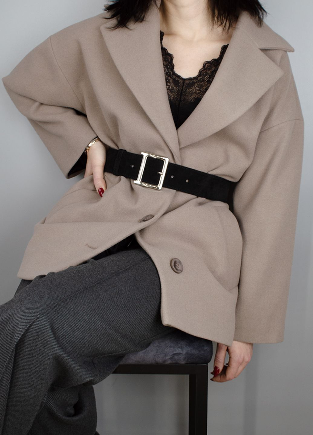 Ремінь жіночий широкий замшевий -5017 чорний із сріблястою пряжкою (120 см) JK (316061901)