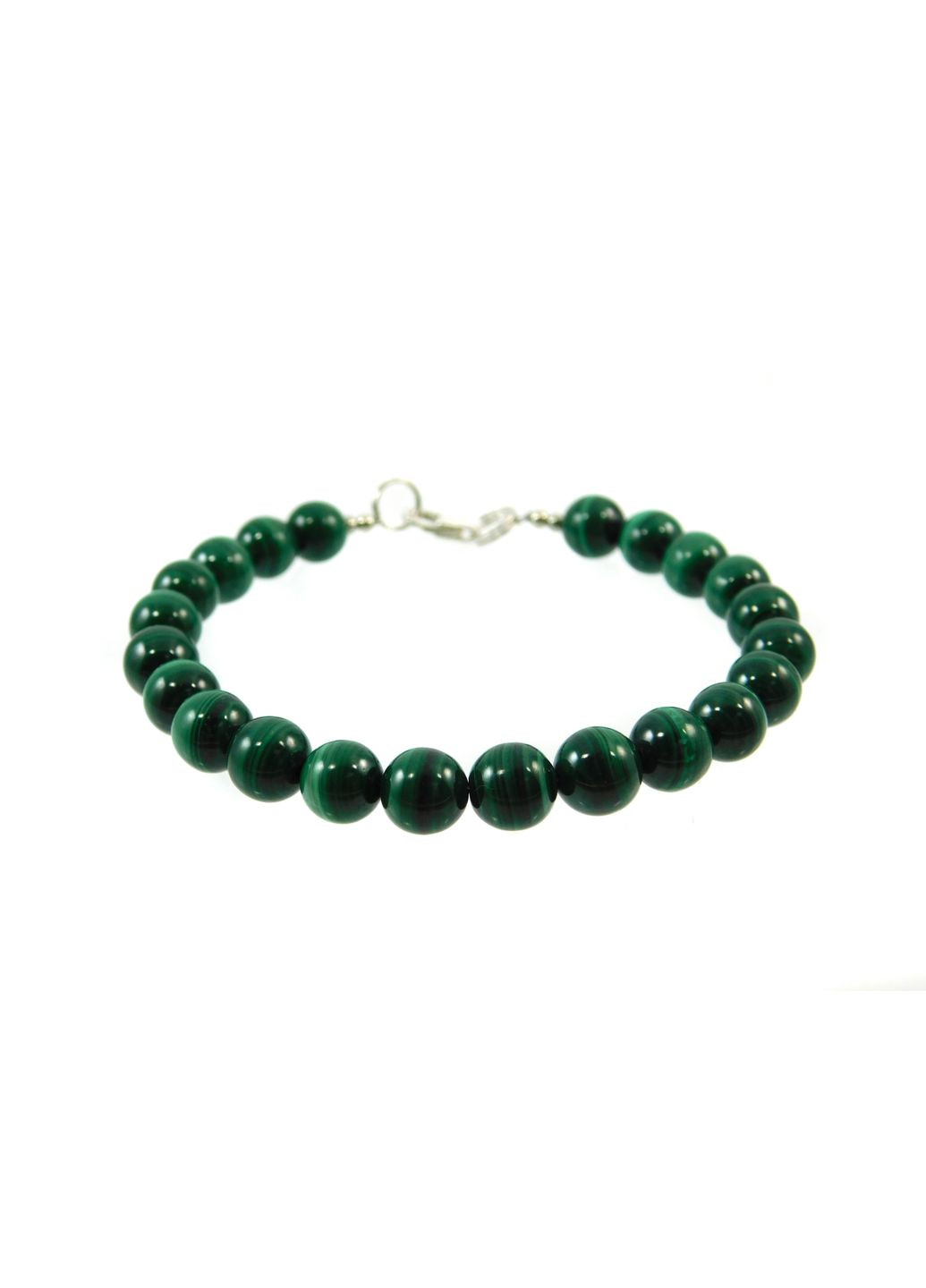 Браслет Малахит 8 мм, серебро 15 Fursa fashion (322315331)