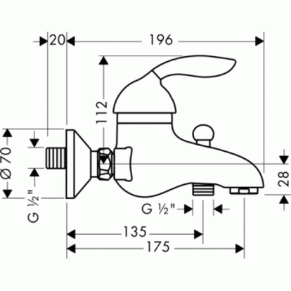 Змішувач для ванни AZZUR, хром, настінний Axor (401622736)