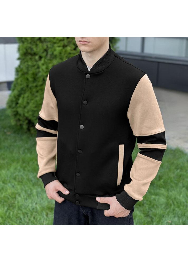 Чоловічий демісезонний чорний бомбер кежуал Freedom на кнопках (360953468)