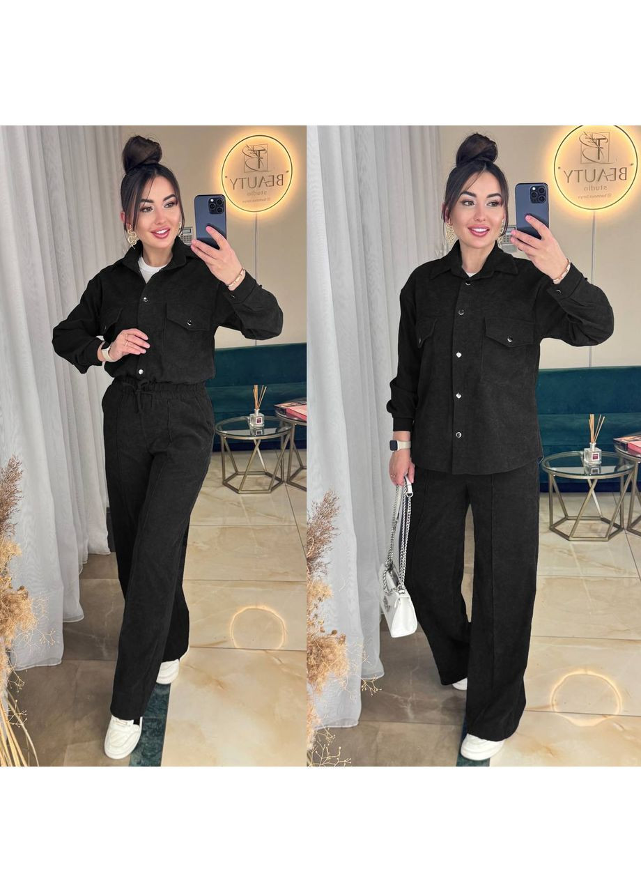 Жіночий костюм із сорочкою на кнопках та штанами палаццо No Brand (366391856)