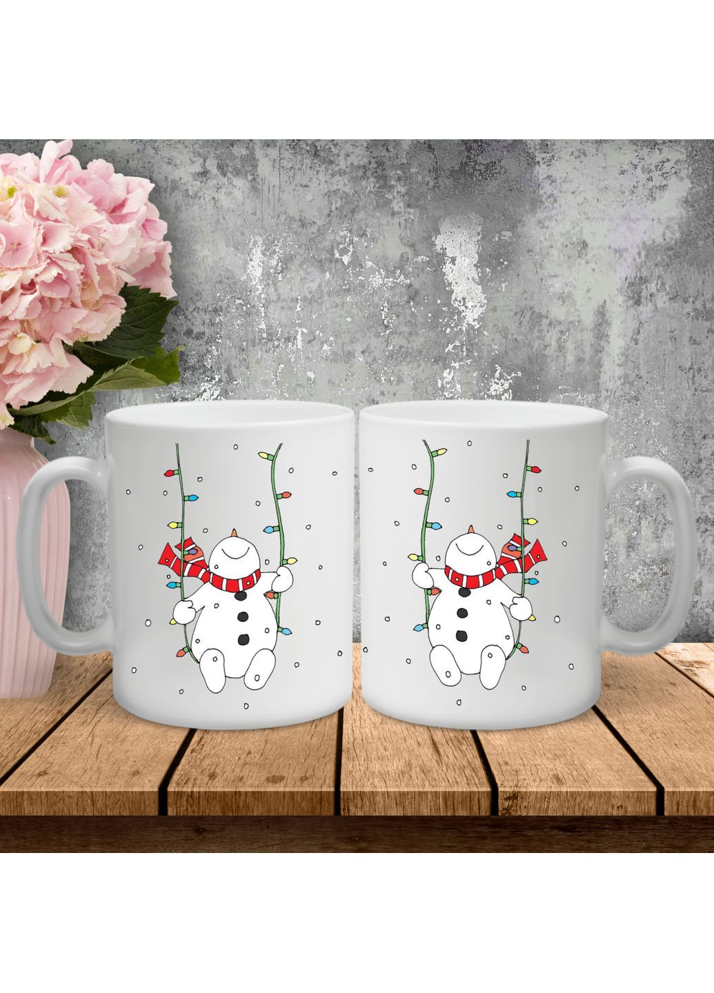 Парні чашки з принтом - Сніговик! Hand Made (361264902)