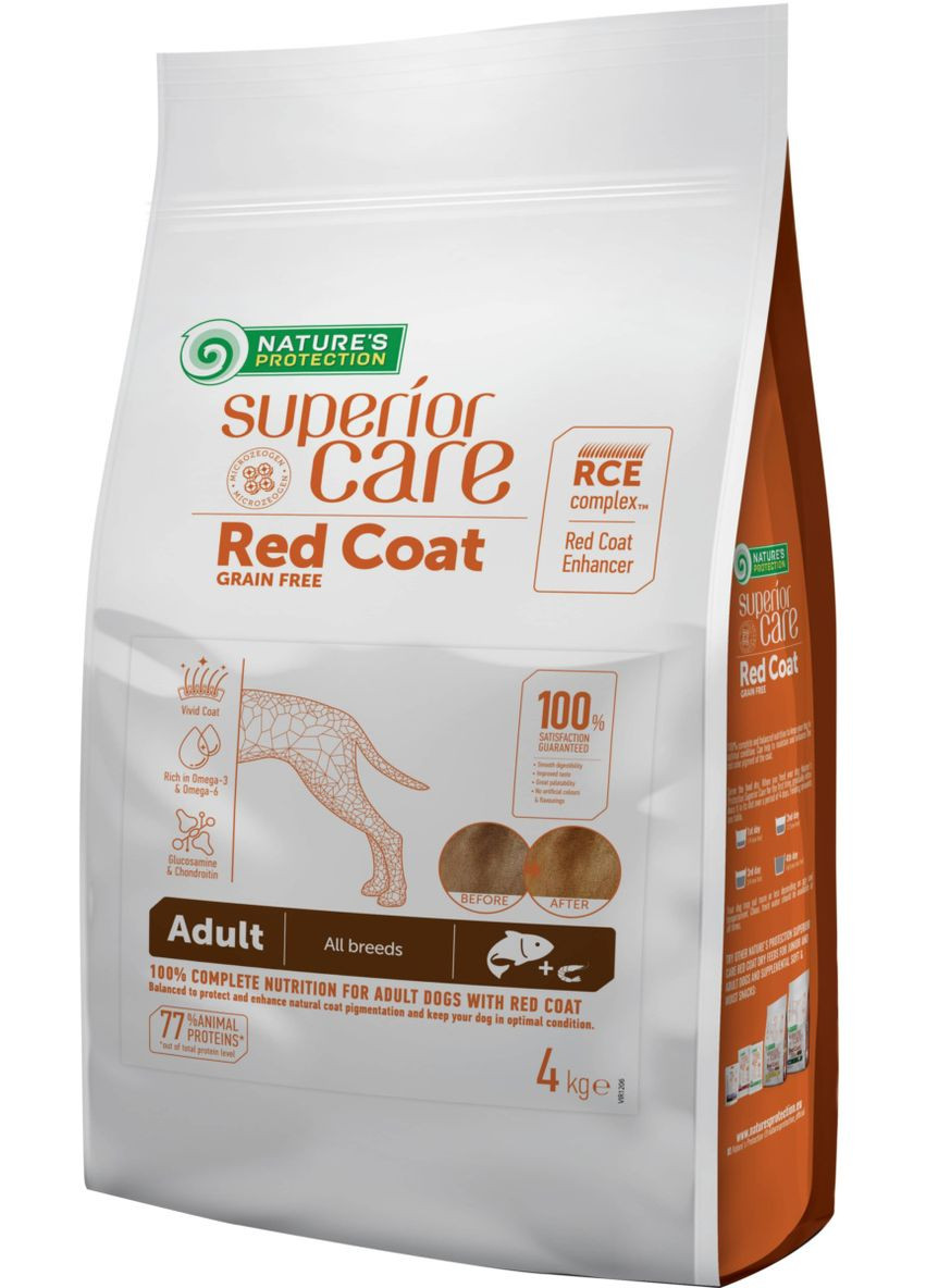 Сухий беззерновий корм для дорослих собак усіх порід з рудим забарвленням вовни 4 кг Nature's Protection (308358127)
