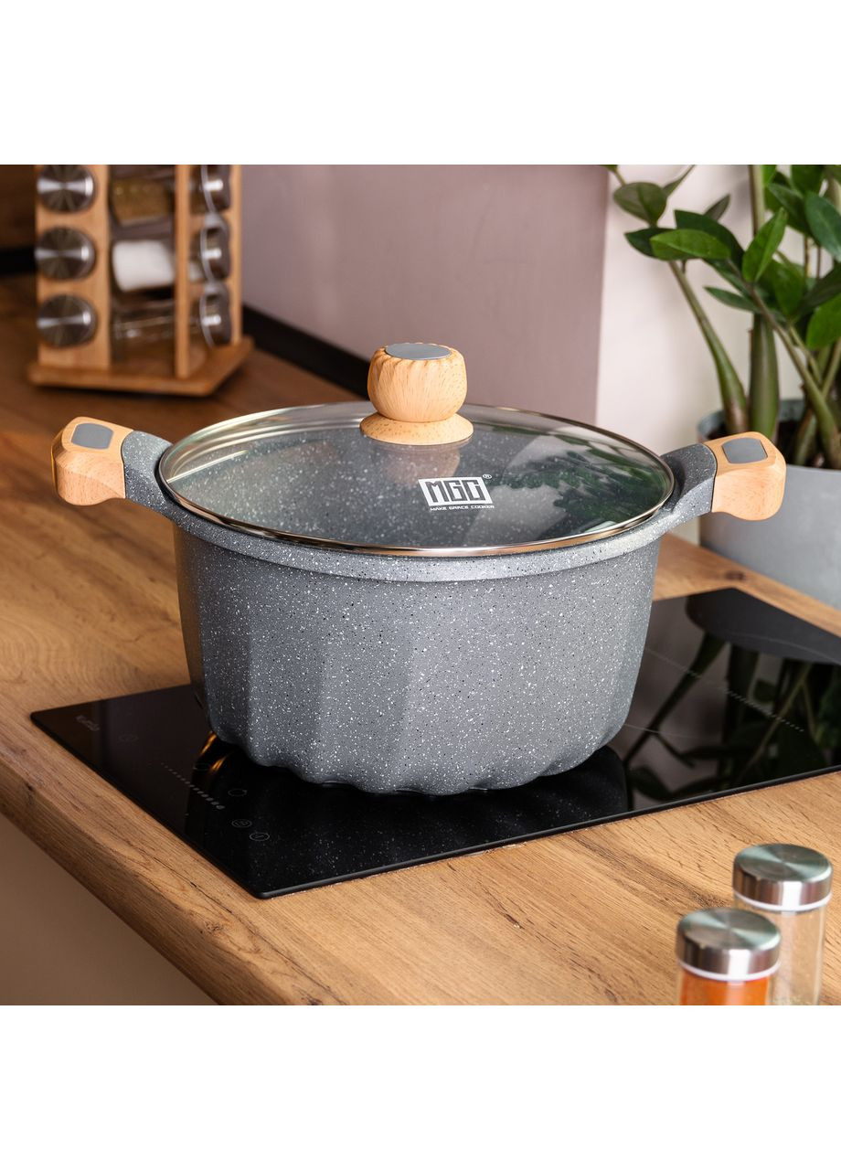 Велика алюмінієва каструля з кришкою, діаметр 28 см, з антипригарним покриттям, 8 літрів HP-4-434G Jooki (358705827)