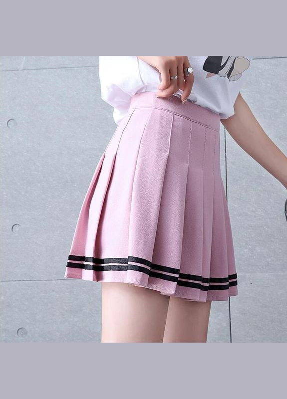 Розовая спортивная, офисная юбка со складками в полоску розовая No Brand