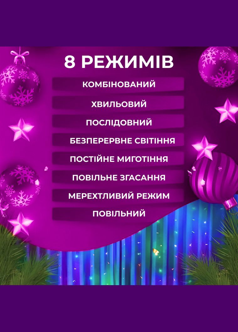Гирлянда штора светодиодная GarlandoPro Роса 200LED 3х2м 10 линий 8 режимов гирлянда капля росы 173301ML Garlando (353505014)