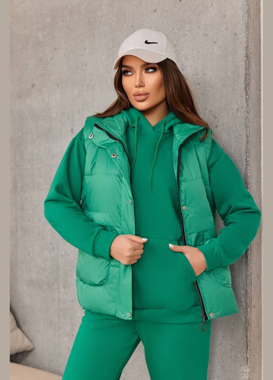 Жіночий костюм трійка з жилеткою колір ярко-зелений р.42/44 454208 New Trend (289477891)