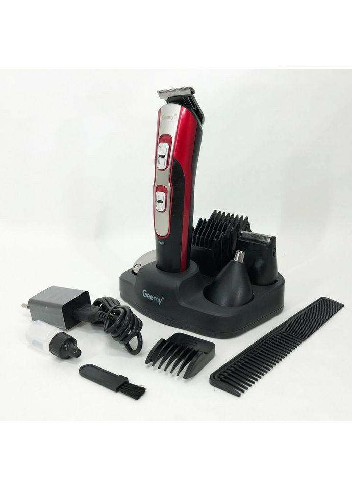 Машинка для стрижки 10в1 GM-592, машина для окантування, підстригальна машинка. Колір: червоний Gemei (365812799)