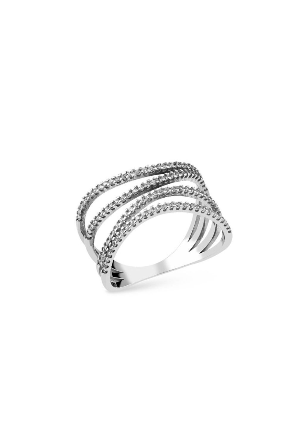 Кольцо серебряное женское кольцо широкое с Белыми Камнями 19.5 размер серебро 925 пробы Родованное 1429 2.8 No Brand (306743075)