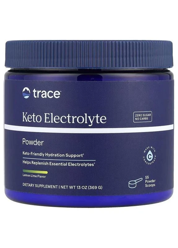 Кето-електролітний порошок, без цукру, смак лимона та лайма, Keto Electrolyte Powder, Trace, 369 г Trace Minerals Research (362369777)