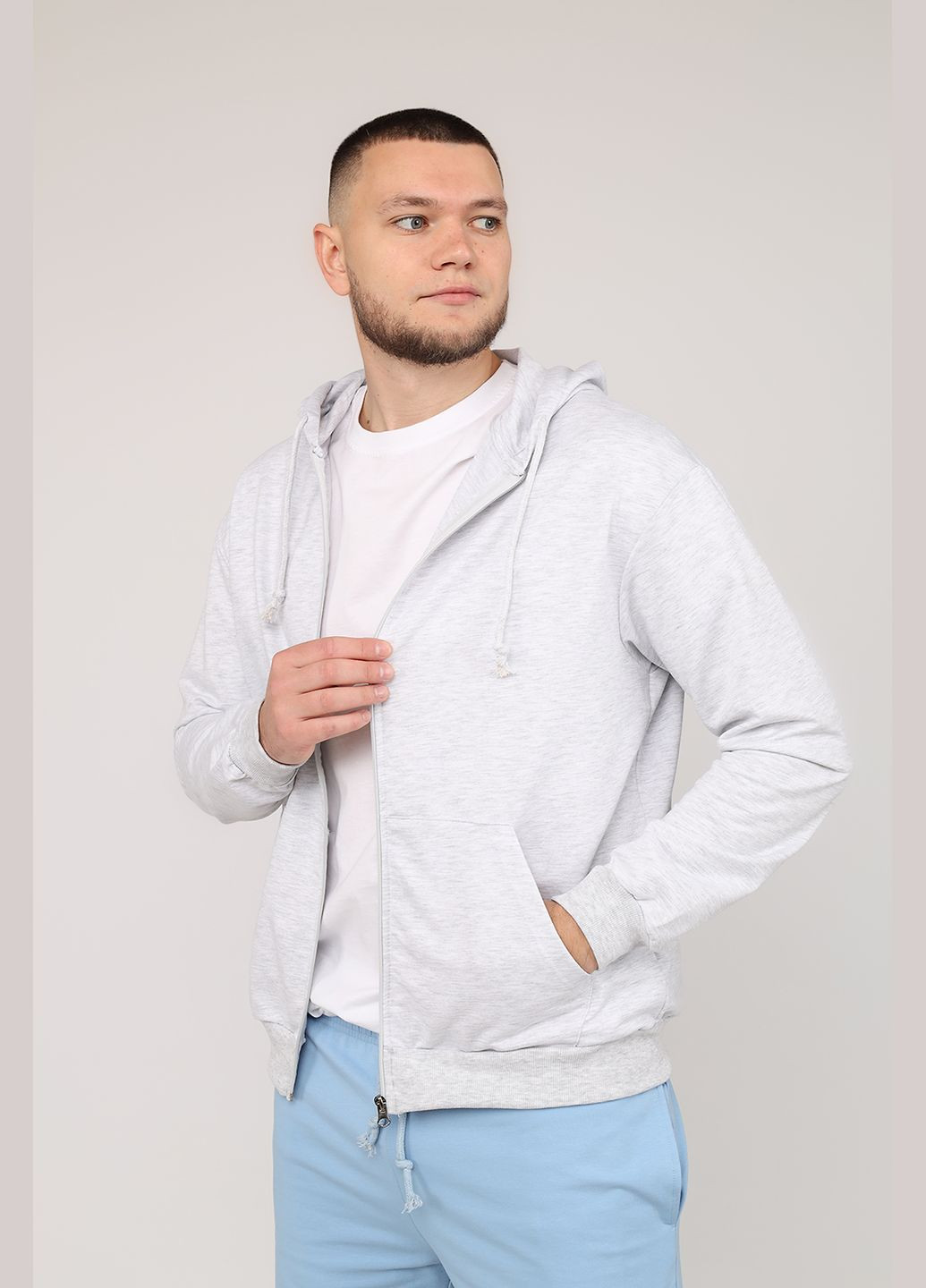 Толстовка на блискавці чоловіча колір світло-сірий CB-00266208 Yuki (330223036)