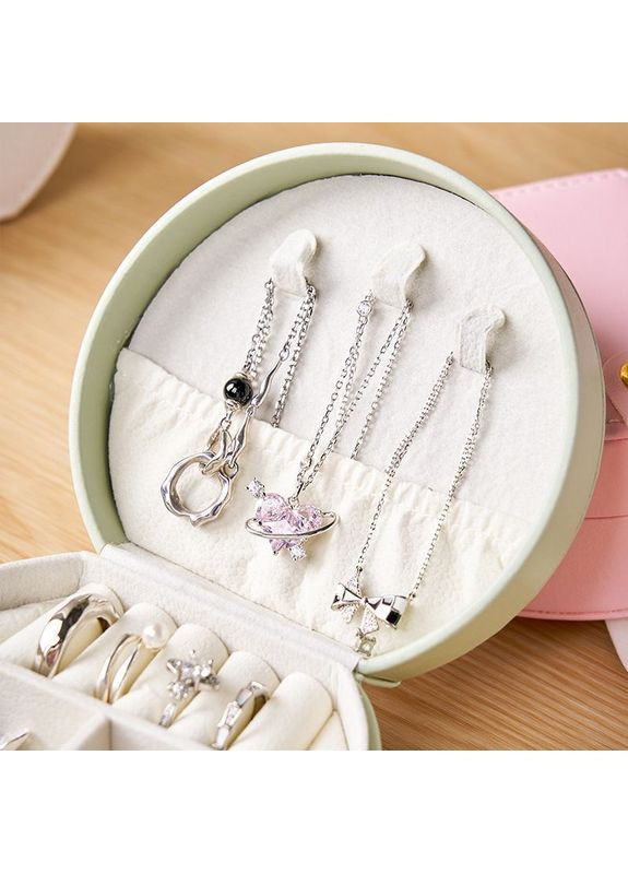 Стильна біла компактна кругла дорожня скринька для прикрас з петелькою No Brand (325216346)