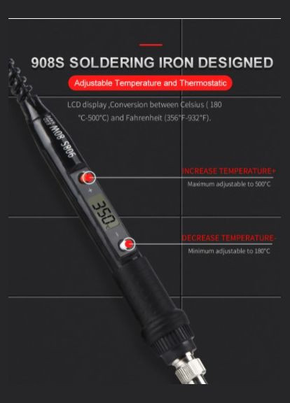 Паяльник 80Вт з регулюванням температури, 5 змінних мідних жал 900M, колір чорний JCD 908S (311281223)