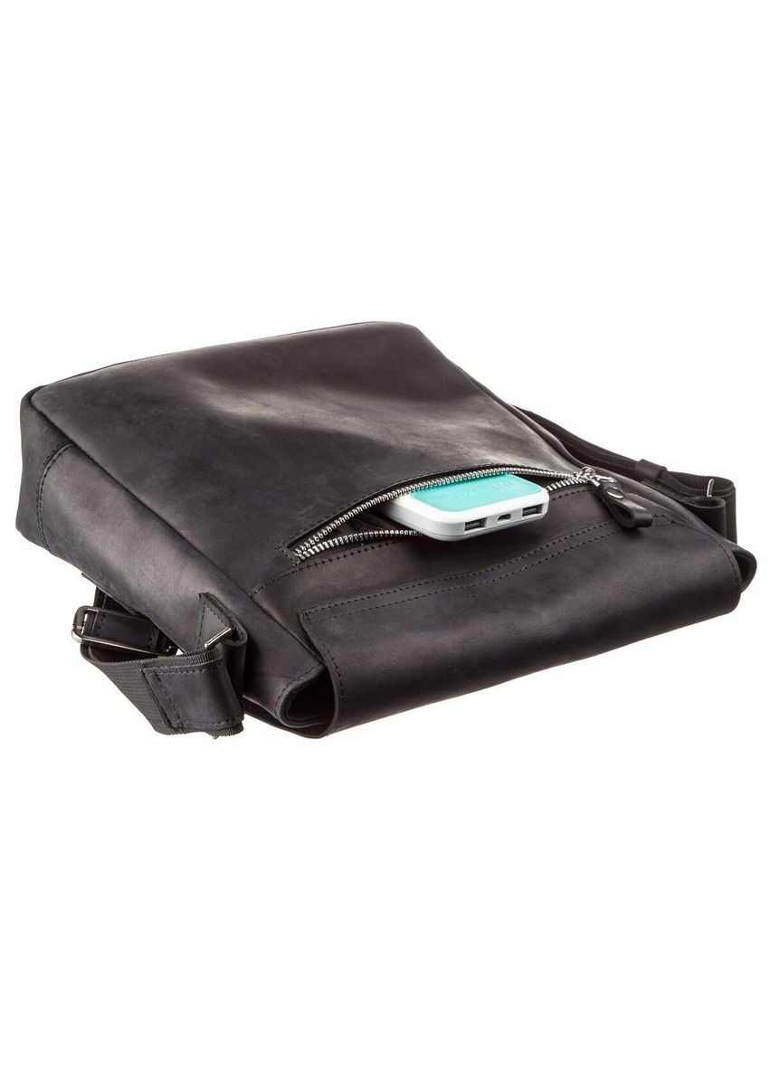 Сумка мужская винтажная средняя 11172 кожаная Черная Shvigel (331907459)