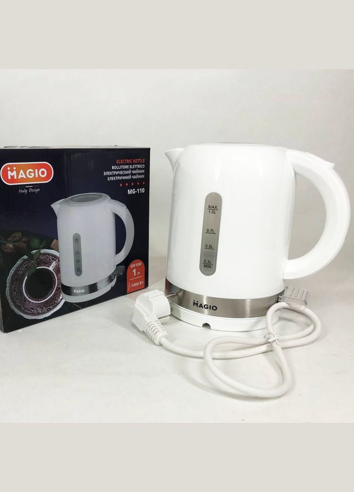 Электрочайник MG-110 1 л 1360 Вт, стильный электрический чайник, хороший электрический чайник Magio (364665703)