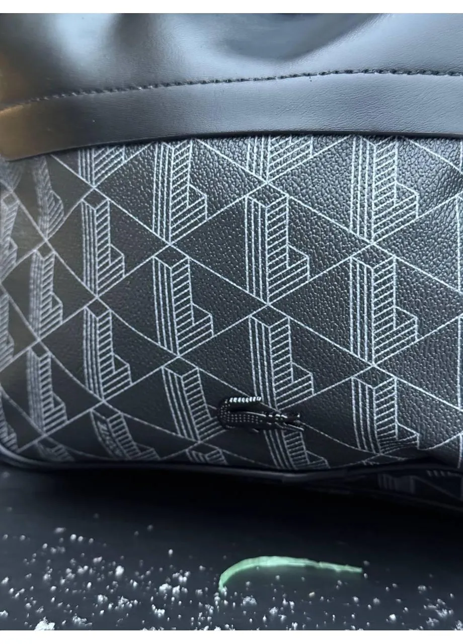 Монограмный рюкзак из экокожи ранец Lacoste рюкзак черный с логотипами No Brand (396454603)