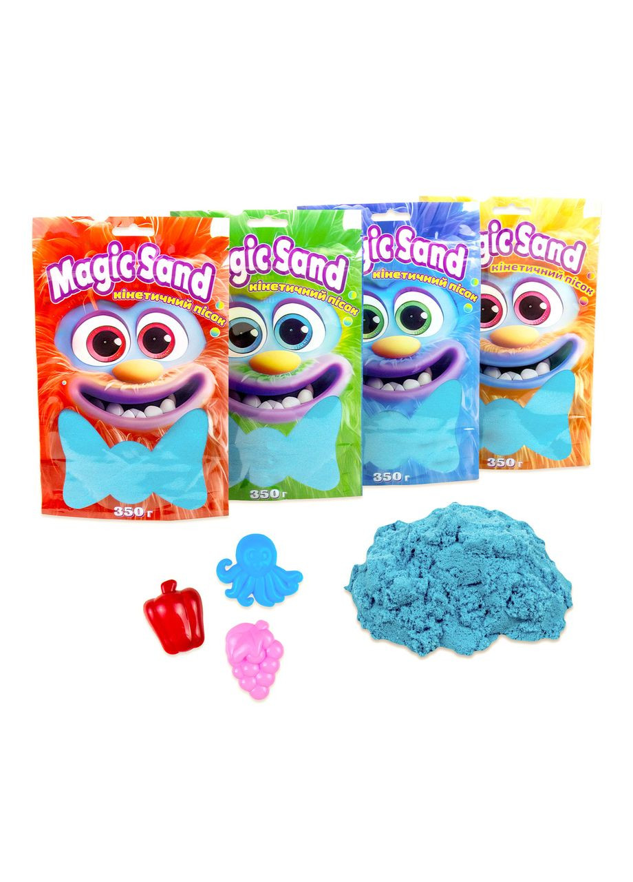 Кінетичний пісок для дітей 3+ Magic Sand розвивальний м'який для творчості блакитний 350 г набір із формочками Strateg (362436481)