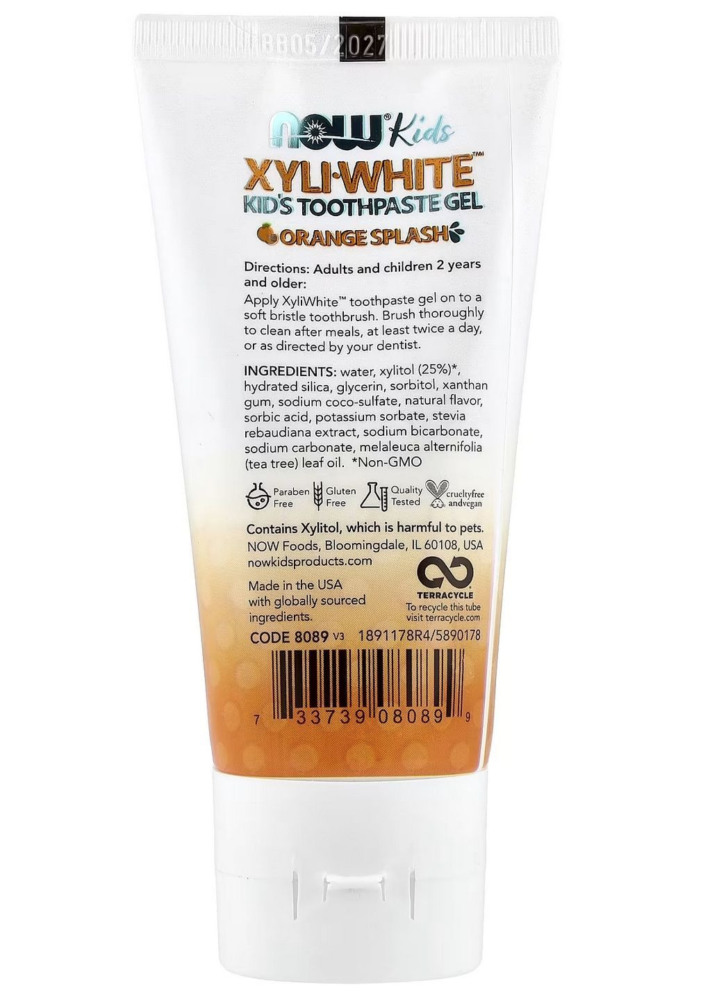 XyliWhite, детская зубная паста гель, апельсиновый вкус, 85 г – безопасная, безфторная, натуральная Now Foods - (361970458)