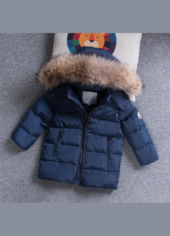 Темно-синя демісезонна куртка детская зимняя удлиненная (темно-синий 90см) (о1217) Qoopixie