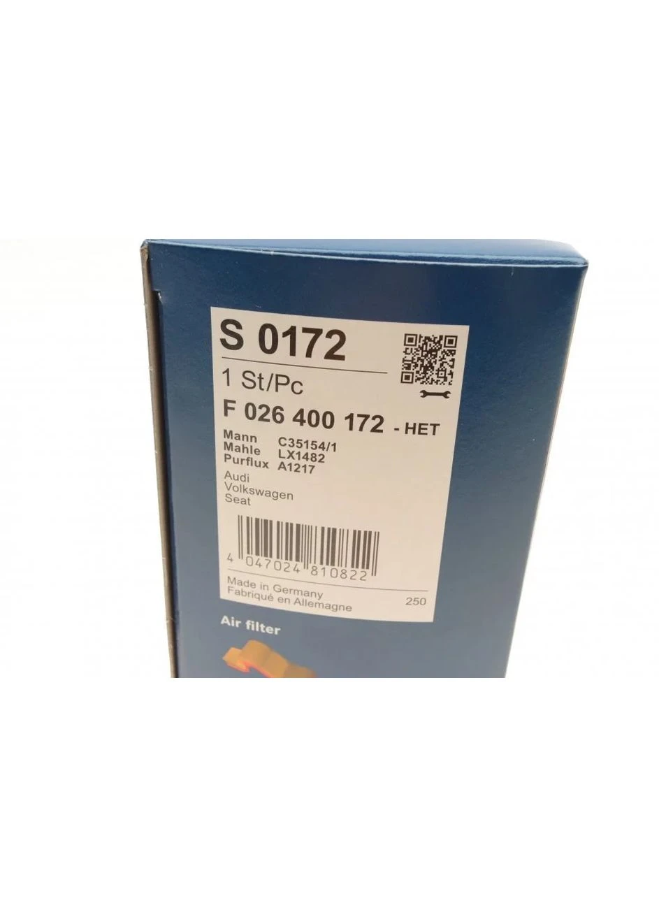 Фільтр повітряний VW (вир-во ) F026400172 Bosch (366111719)