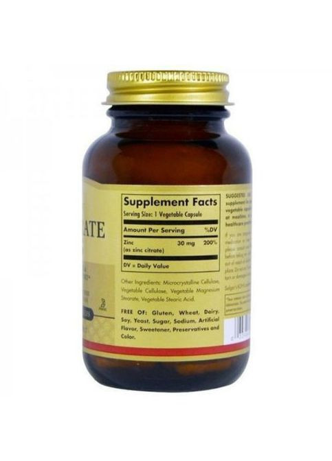 Zinc Citrate 30 mg 100 Veg Caps SOL-03670 Solgar (318562144)