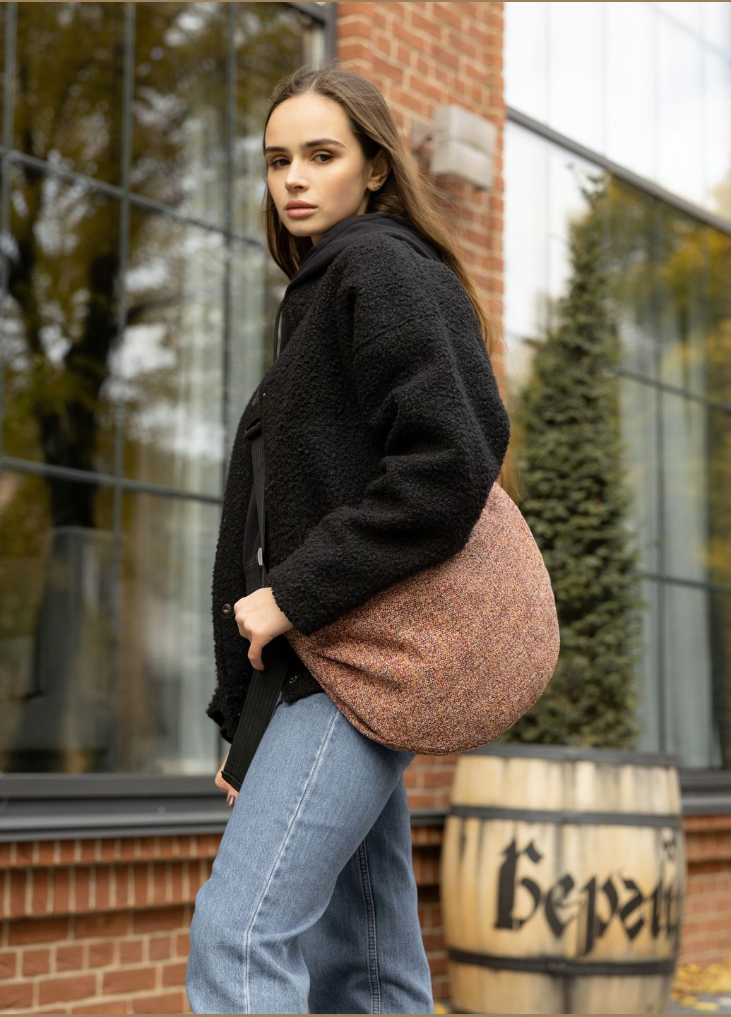 Жіноча сумка хобо Bag-glove тканева теракотова Sambag (322825617)