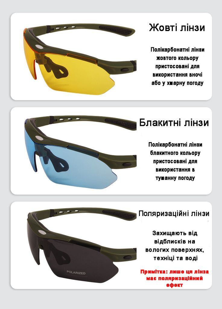 Захисні окуляри тактичні олива з поляризацією 5 лінз One size+ Oakley (329741404)