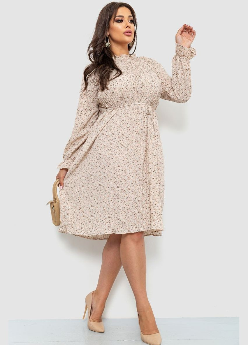 Комбінована сукня вільного крою шифонова, колір гірчичний, Ager