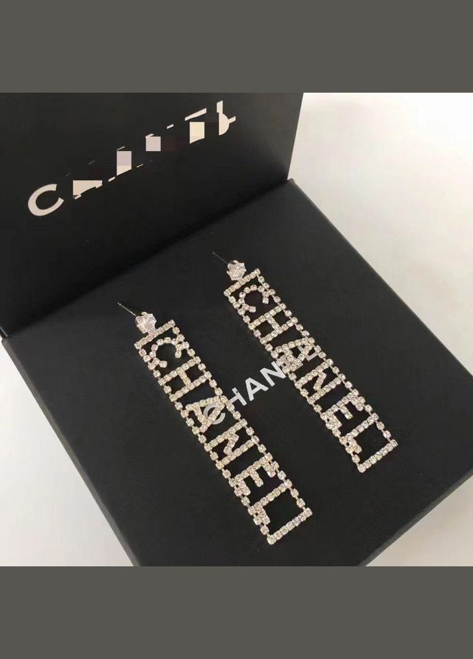 Довгі сережки цвяшки зі стразами (12-250) No Brand (314931211)