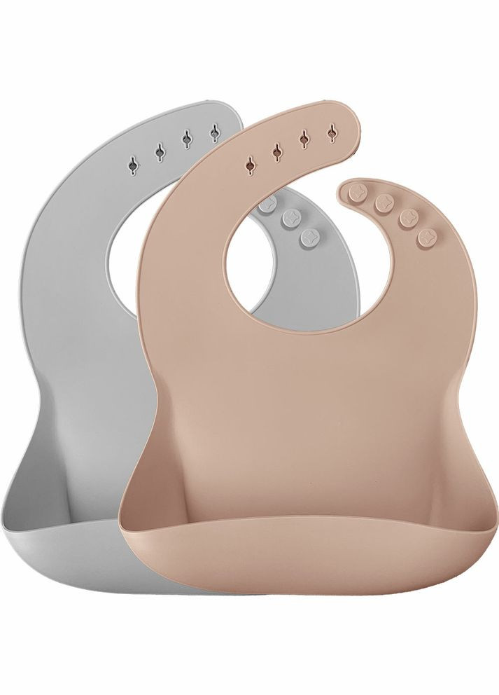 Нагрудник силіконовий Basics Bubble Bubble Beige / Powder Grey, 2 шт. () MinikOiOi 101020066 (335030258)