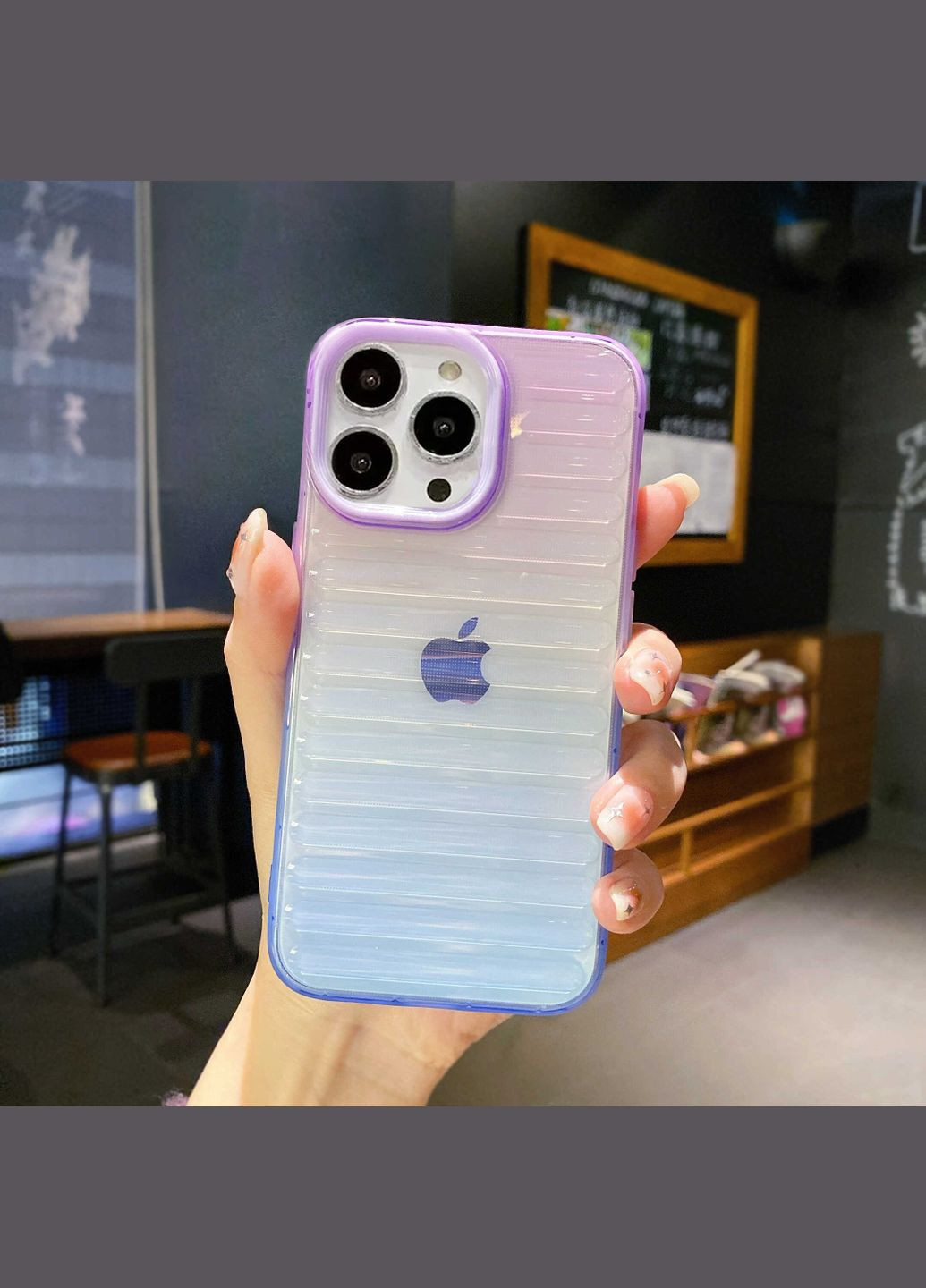 Градиентный силиконовый чехол на iPhone 14 Pro Max фиолетово синий LOMO (302309551)