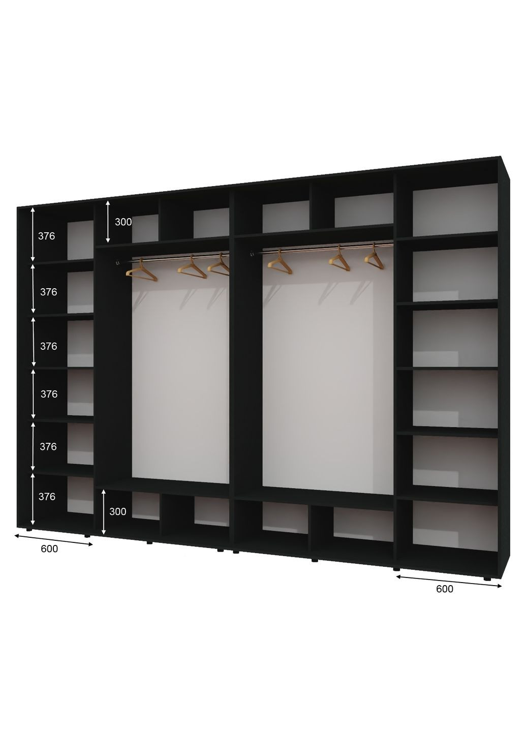 Шкаф-купе четырехдверный 340*60*240 см Антрацит 4 двери ДСП + Зеркало + Зеркало + ДСП ШК-02 Алекса (360476880)