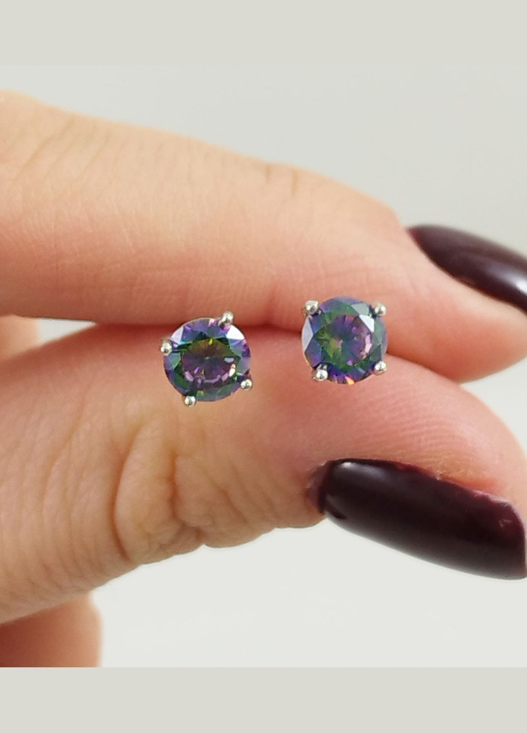 Серьги-пусеты серебряные с мистик топазом С013-мт No Brand Сережки (328082565)