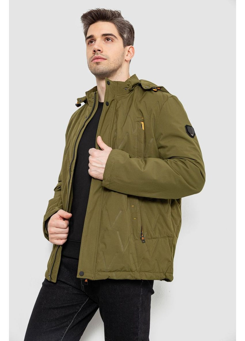 Оливковая (хаки) куртка мужская демисезонная с капюшоном, 244rl9159al Ager