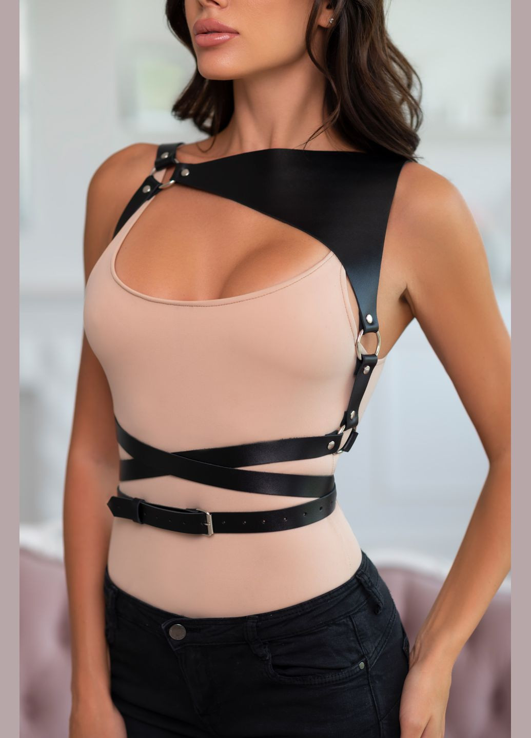 Еко шкіра Портупея оборот жіноча на плечі та талію Needle 55 No Brand (293820257)