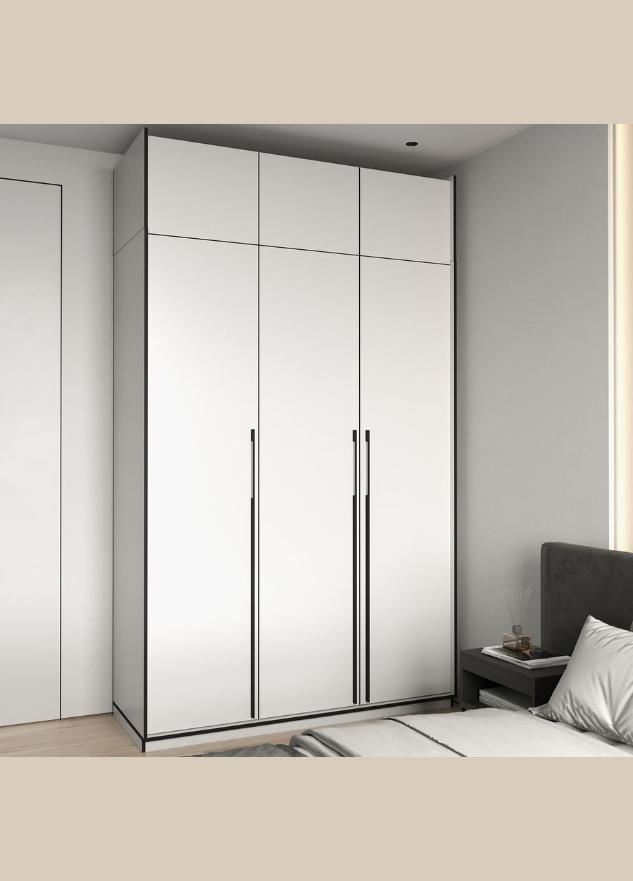 Шкаф распашной с полками на 3 двери с ящиками и антресолью R-0015 от MORELI (335424620)