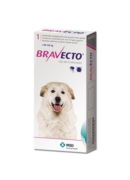 Таблетка проти бліх і кліщів для собак і цуценят 4056 кг 1400 мг (8713184146540) Bravecto (279573548)