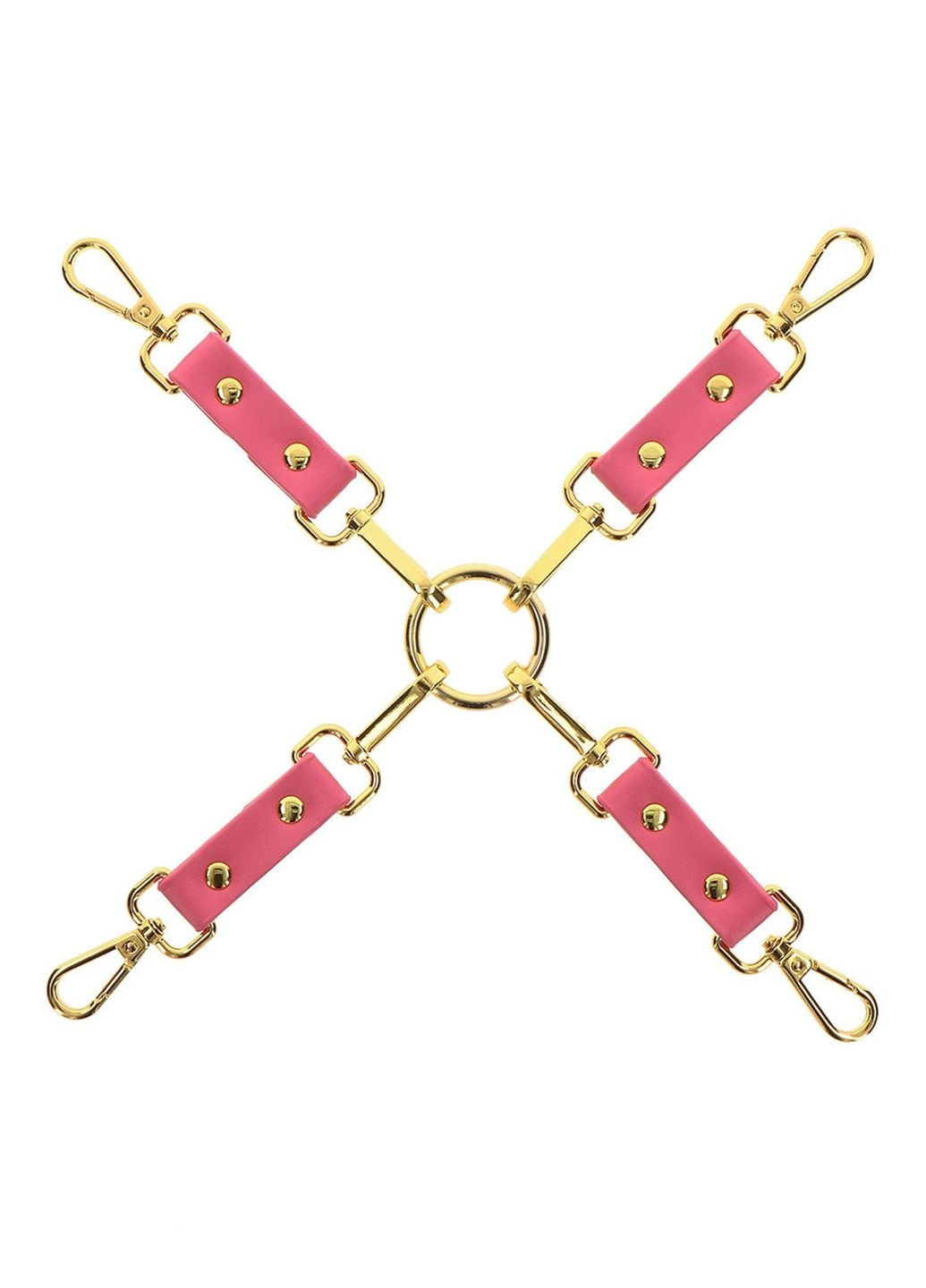 Хрестоподібний фіксатор для бондажу Malibu Hogtie з карабінами та кільцем, рожевий Taboom (298126791)