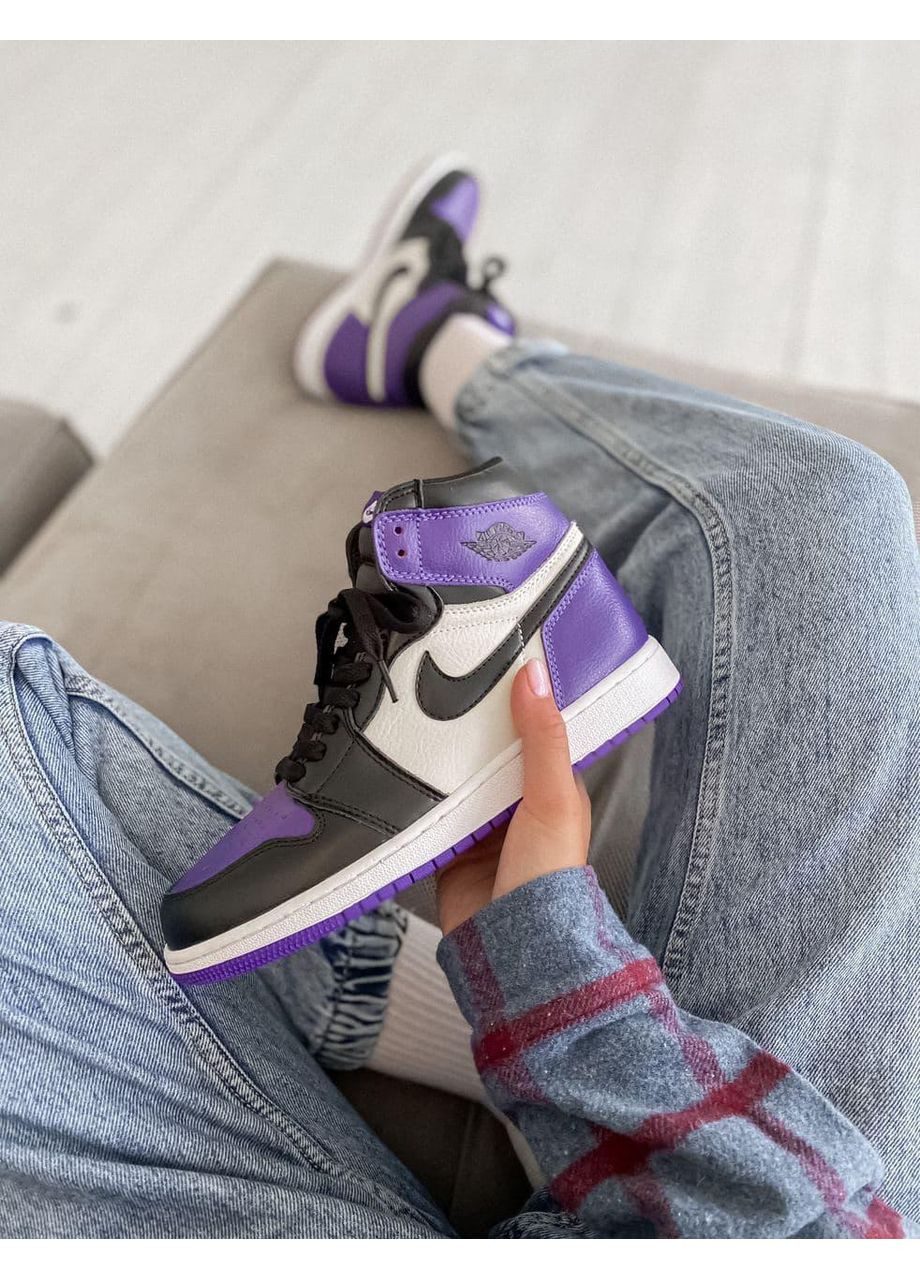 КРОСІВКИ ЖІНОЧІ NIKE AIR JORDAN 1 RETRO MID VIOLET WHITE BLACK НАЙК АІР ДЖОРДАН No Brand чорні демісезони (367177381)