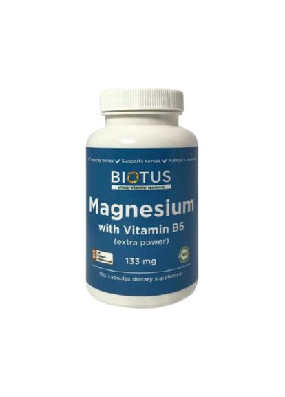 Магній и вітамін В6, Magnesium with Vitamin B6,, 150 капсул (BIO530180 ) Biotus (266039098)