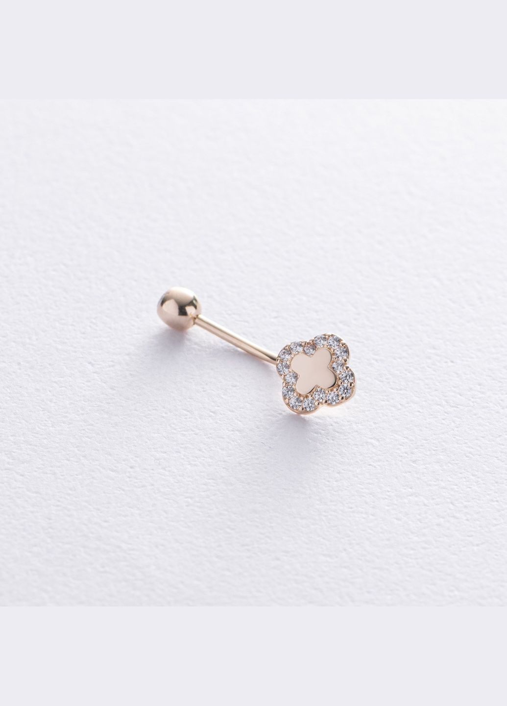 Золотий пірсинг у пупок Конюшина з фіанітами пир00261 Oniks (264023257)