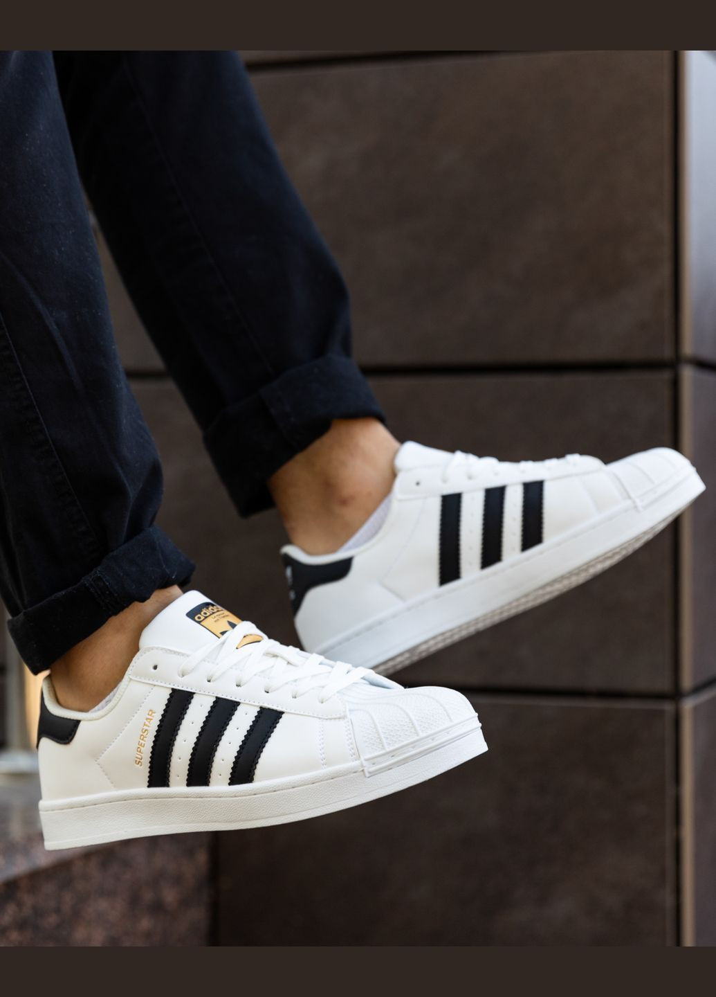 Білі Осінні кросівки чоловічі white black No Brand Superstar Classic