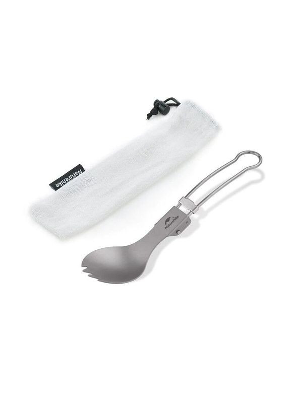 Ложко-виделка титанова складана NH19C001-J сіра з мішечком (A-017054) Naturehike (321107432)