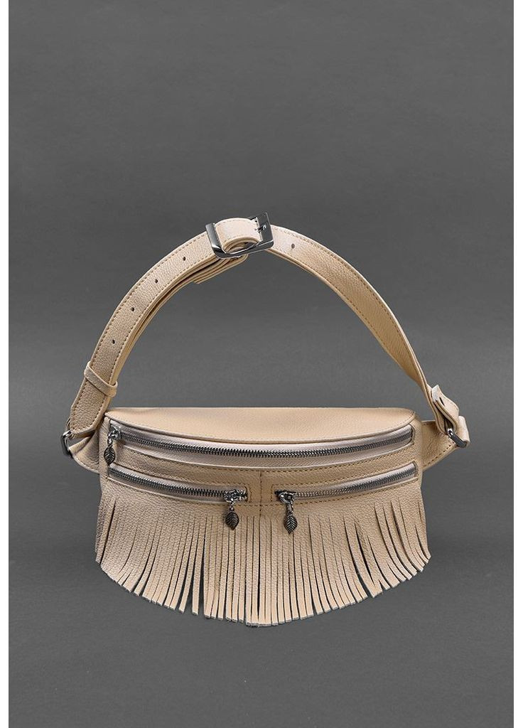 Шкіряна жіноча сумка на пояс Spirit світло-бежева BlankNote поясна сумка (348359392)