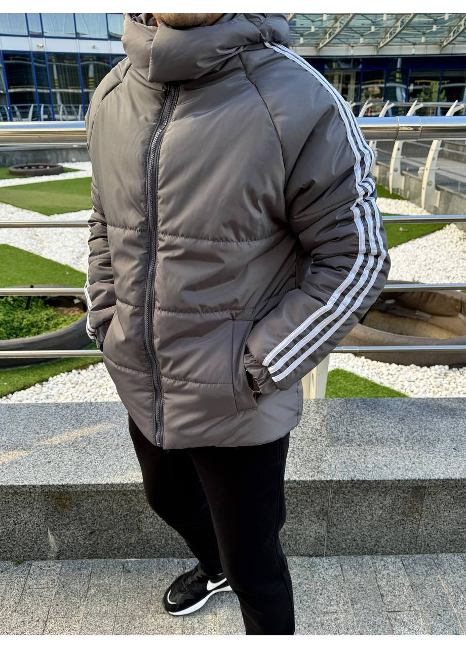 Графітова зимня чоловіча зимова куртка з капюшоном (заміри в описі) GD/GL Модний простір