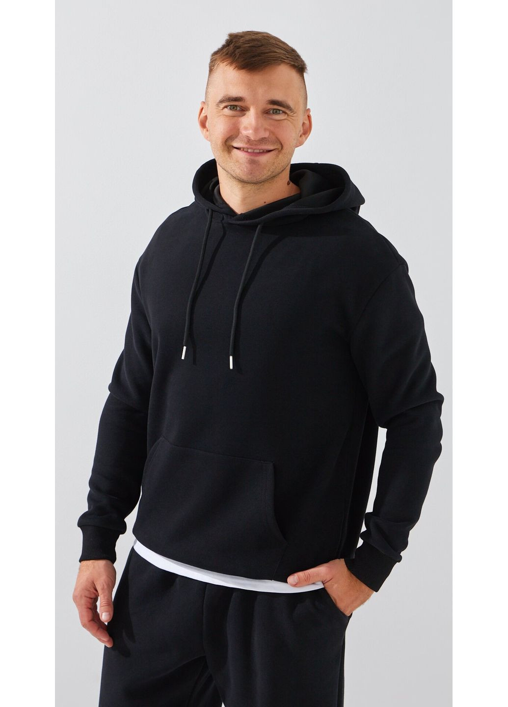 Худи однотонный мужской 1637 Черный shop (2000999209468) Demos (362190485)