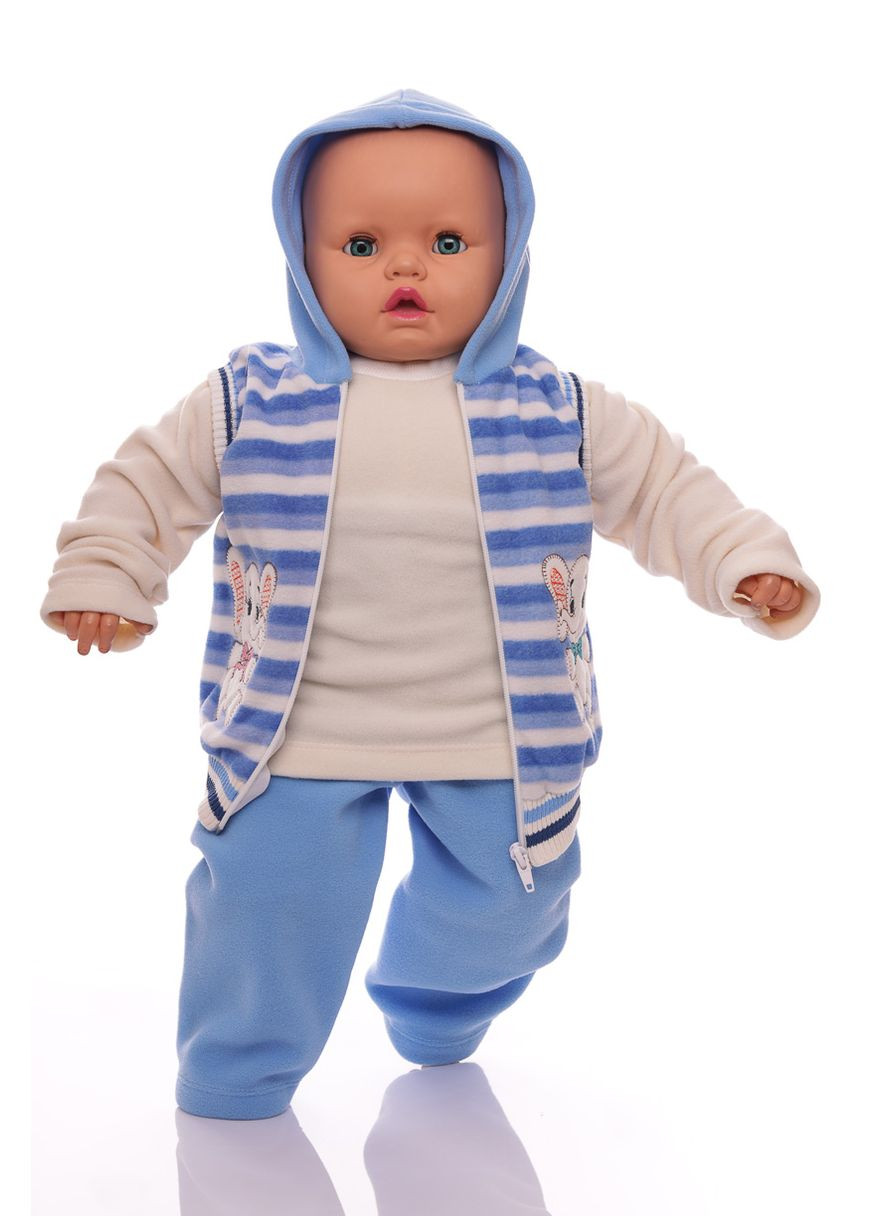 Синий зимний костюм с длинным рукавом для мальчика флисовый слон синий 68 см (26358) BABYKROHA