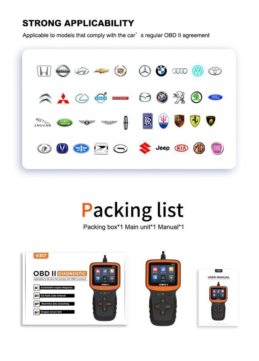 Автосканер диагностический CarD V317 OBD-2 (Н051042) No Brand (349844792)