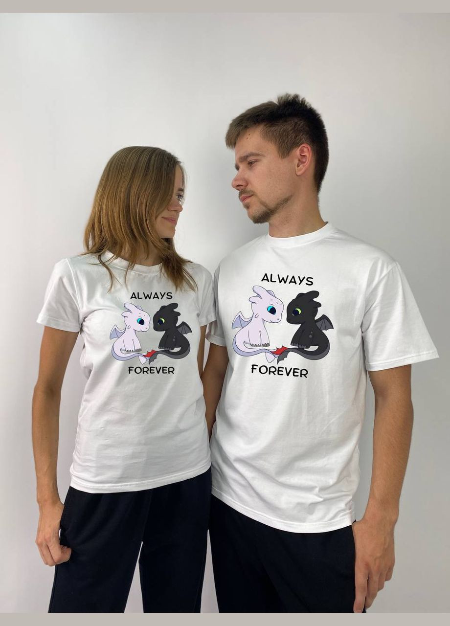 Футболки Оверсайз парні "Дракони", в білому кольорі (248) Hand Made (358897742)