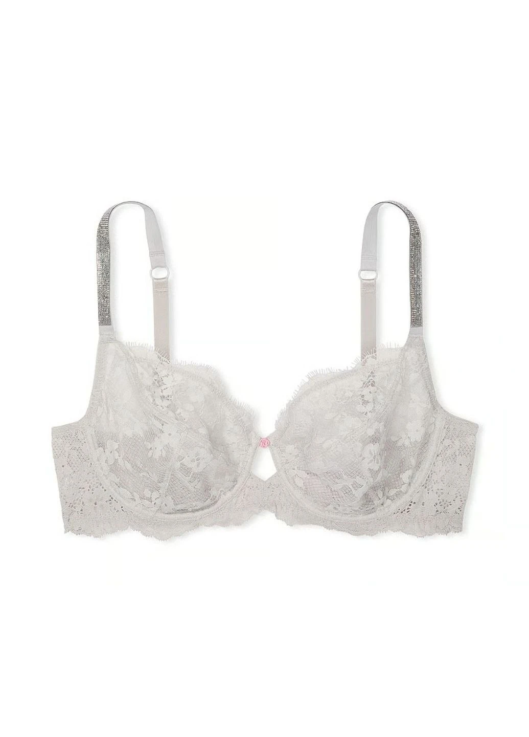 Серый бюстгальтер the fabulous by unlined boho floral embroidery full-cup bra Victoria's Secret с косточками полиамид, эластан
